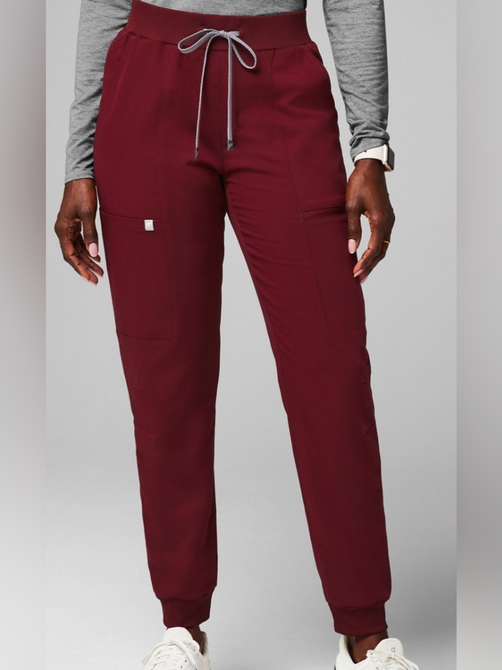 Fabletics Mid-Rise On Call Jogger Scrubs Uniform Pants Burgundy Regular Size S